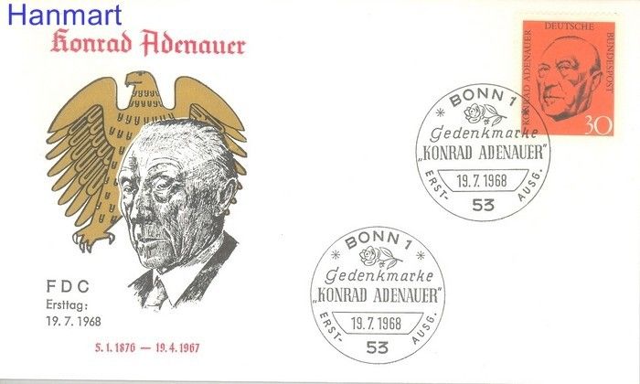 Znaczek Niemcy 1968 Mi 567 FDC