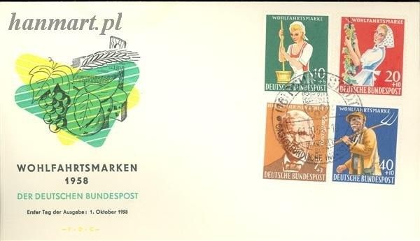 Znaczek Niemcy 1958 Mi 297-300 FDC