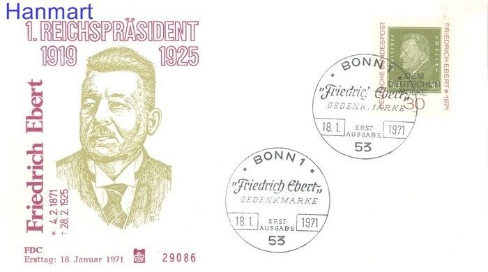 Znaczek Niemcy 1971 FDC