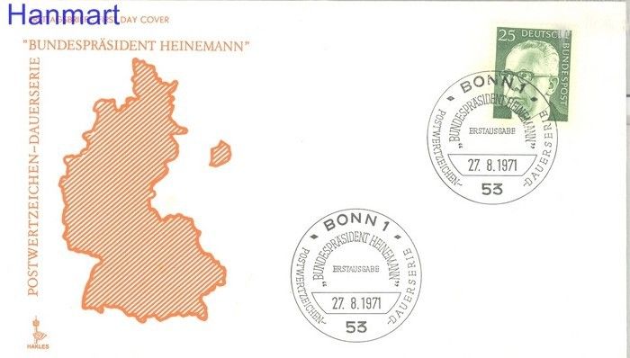 Znaczek Niemcy 1971 Mi 689 FDC