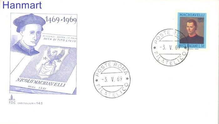 Znaczek Włochy 1969 FDC