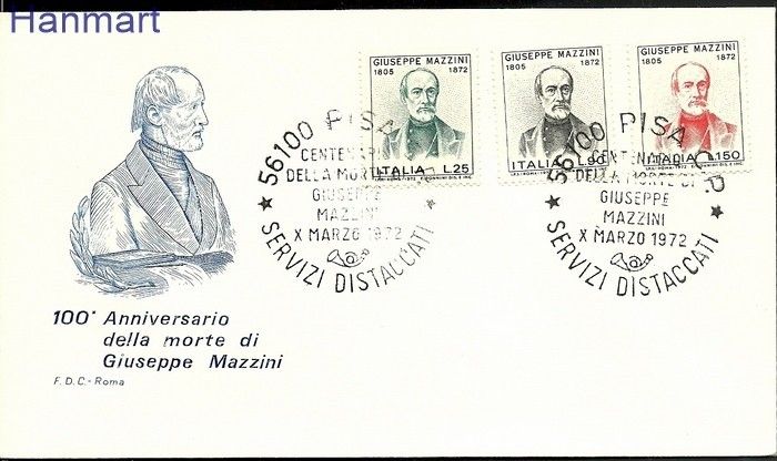 Znaczek Włochy 1972 Mi 1358-1360 FDC