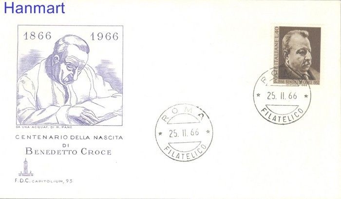 Znaczek Włochy 1966 Mi 1201 FDC