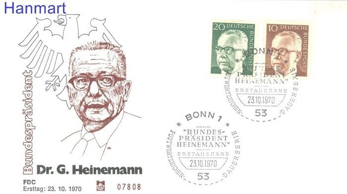 Znaczek Niemcy 1970 Mi 636-637 FDC