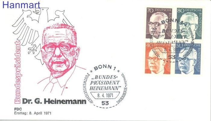 Znaczek Niemcy 1970 Mi 639-642 FDC