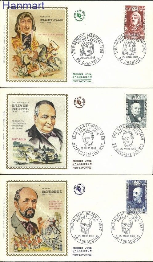 Znaczek Francja 1969 Mi S1660-1662 FDC
