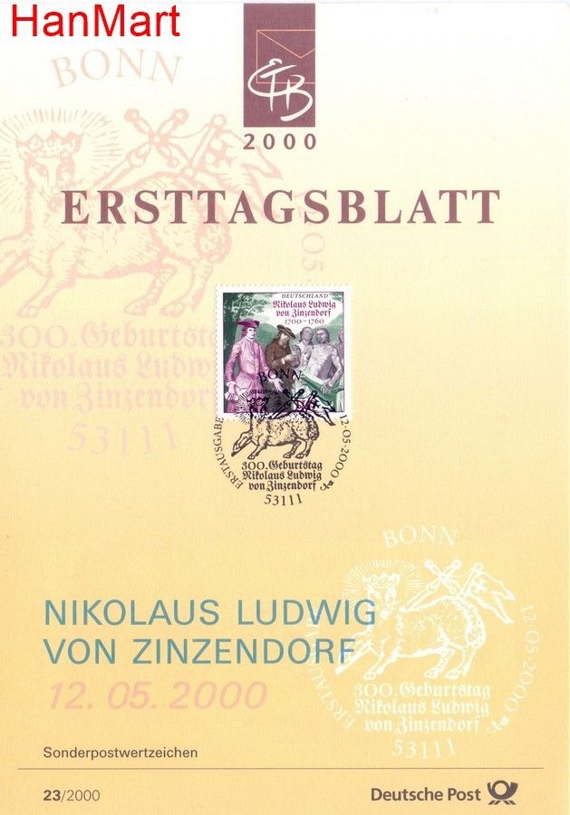 Znaczek Niemcy 2000 Pierwszy dzień wydania