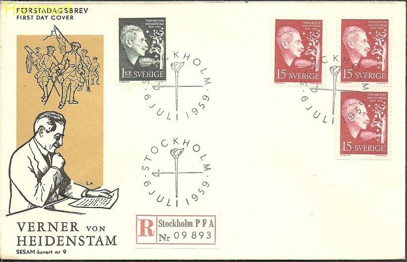 Znaczek Szwecja 1959 Mi 449C-500 FDC