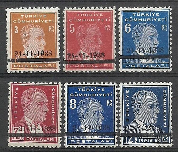 Znaczek Turcja 1938 Mi 1041-1046 Czyste **