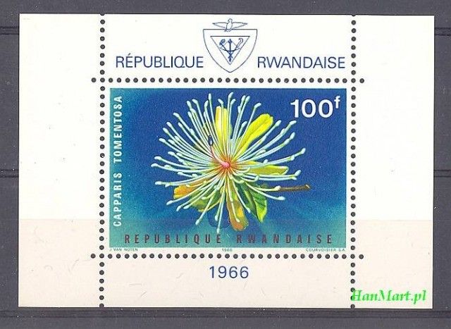 Znaczek Rwanda 1966 Mi bl 6 Czyste **