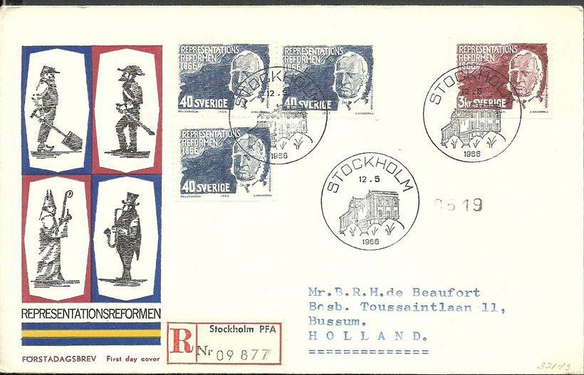 Znaczek Szwecja 1966 Mi adr553-554 FDC