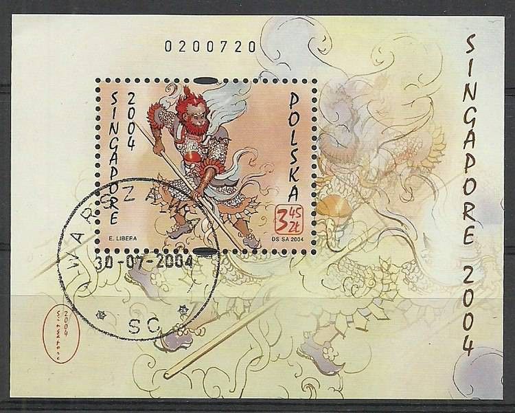 Polska 2004 Mi bl 159 Fi bl 190B Stemplowane