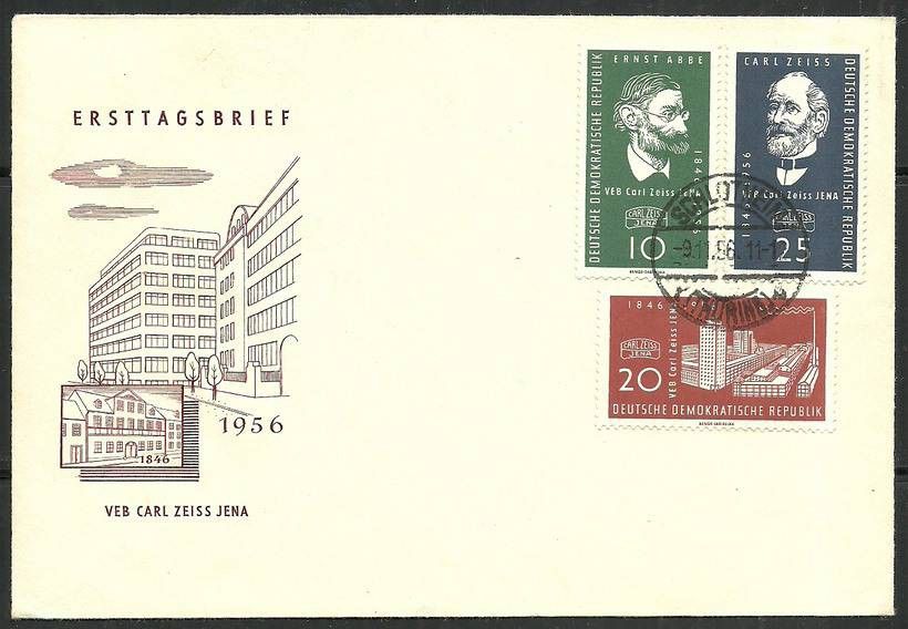 Znaczek NRD / DDR 1956 Mi 545-547 FDC