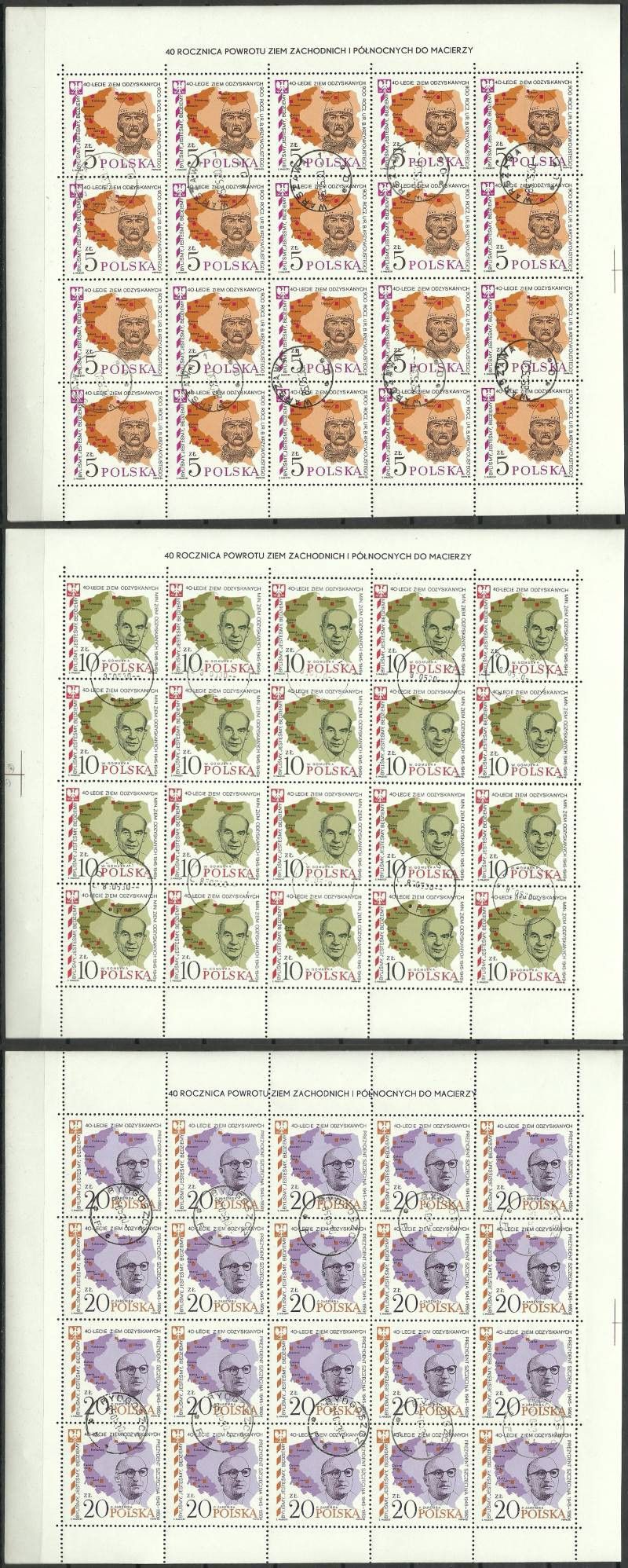 Znaczek Polska 1985 Mi ark 2970-2972 Fi ark 2822-2824 Stemplowane