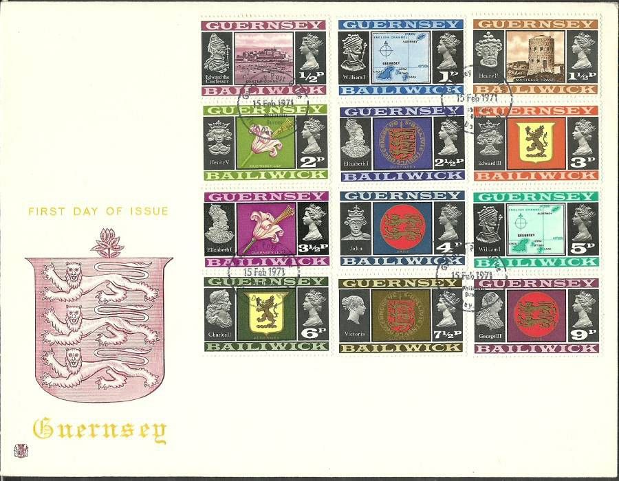 Znaczek Guernsey 1971 Mi 39-53 FDC