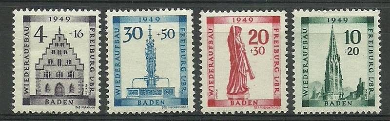 Znaczek Baden / Badenia 1949 Mi 38-41 Czyste **