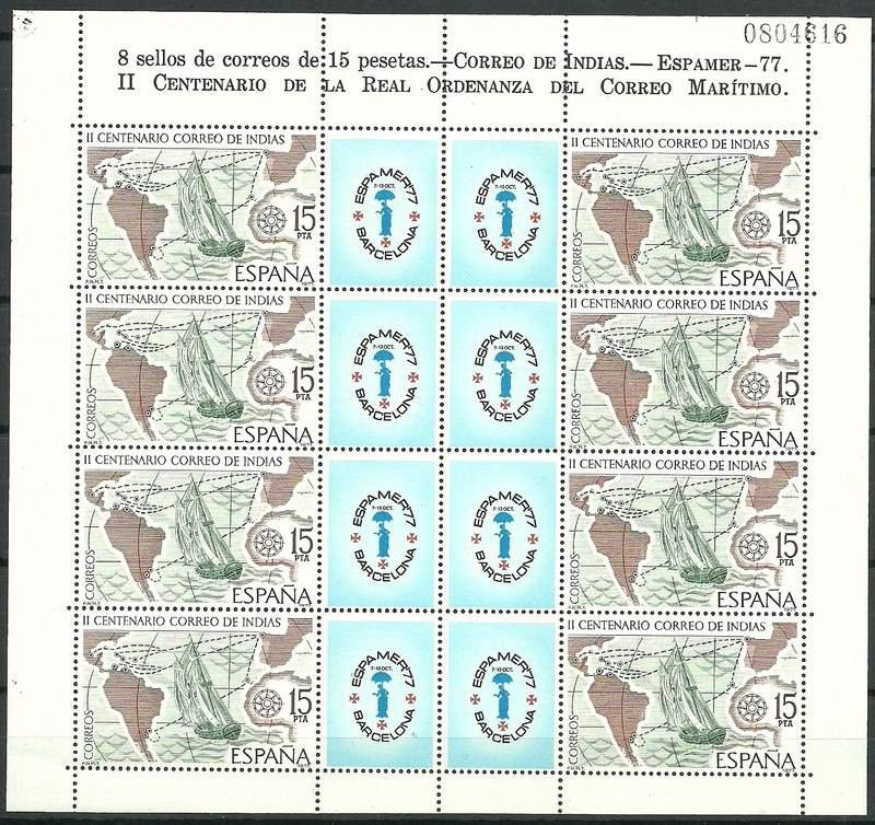 Znaczek Hiszpania 1977 Mi ark 2330 Czyste **
