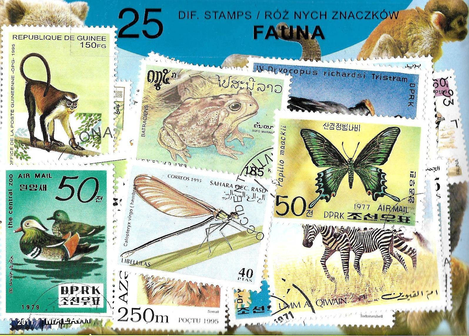 Znaczek Pakiet filatelistyczny FAUNA 25 znaczkow