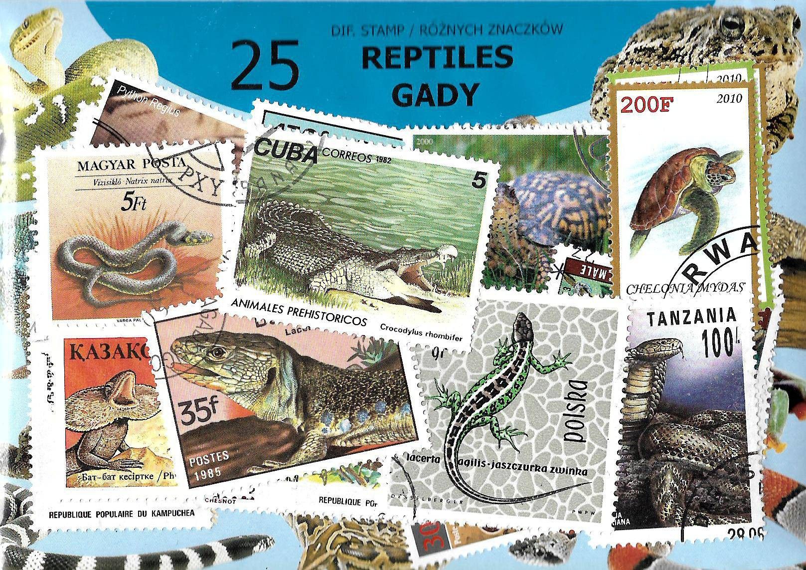 Znaczek Pakiet filatelistyczny GADY 25 znaczkow