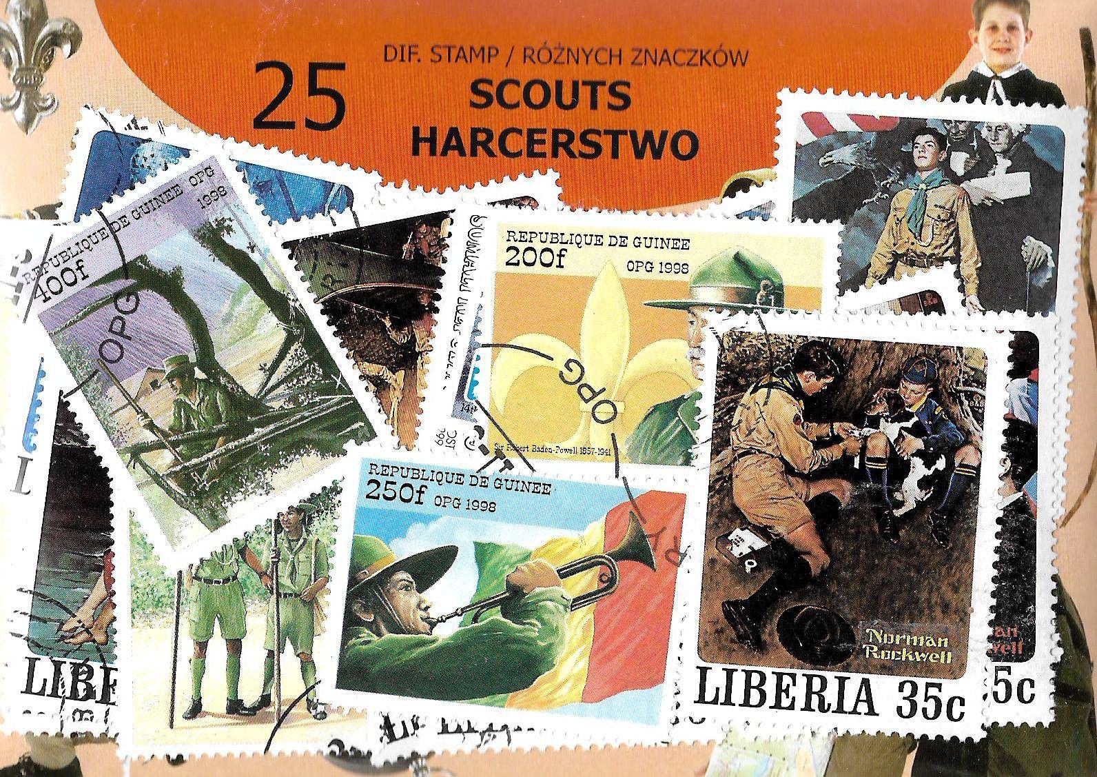 Znaczek Pakiet filatelistyczny HARCERSTWO 25 znaczkow