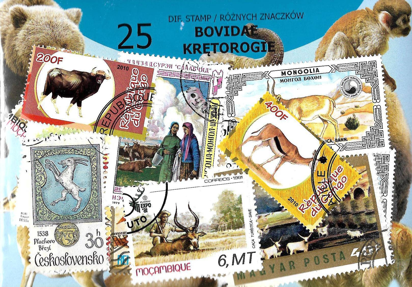 Znaczek Pakiet filatelistyczny KRĘTOROGIE 25 znaczkow