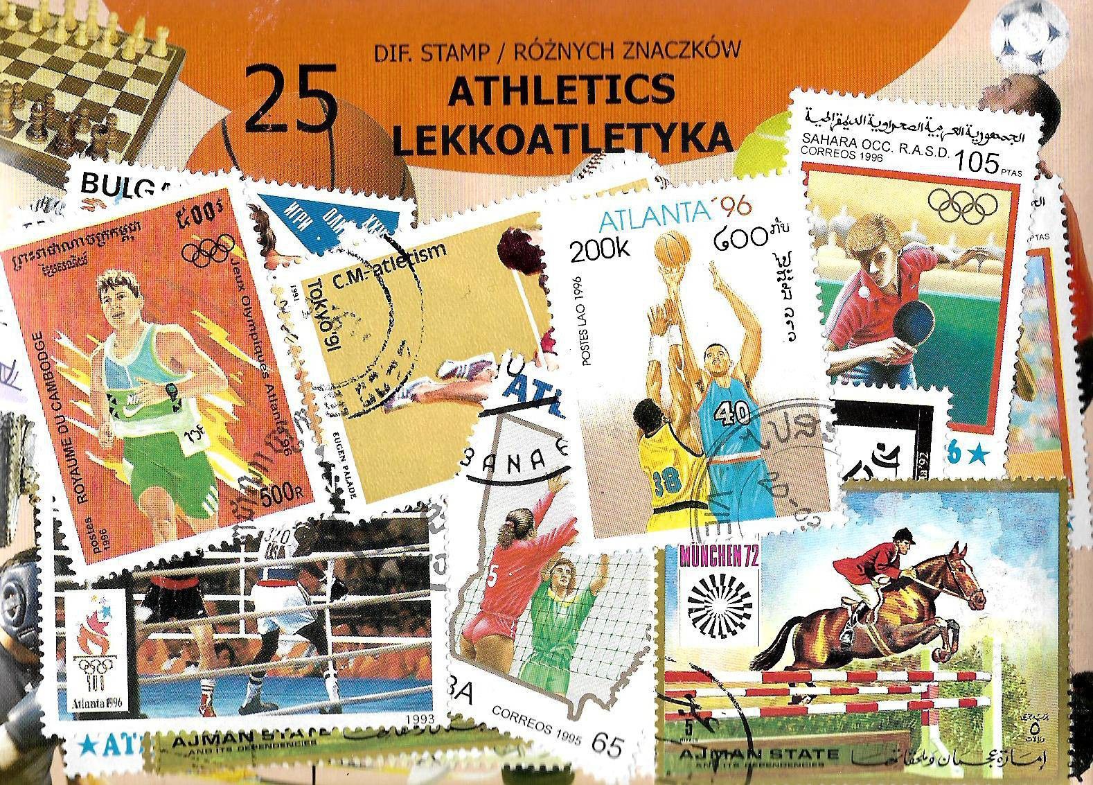 Znaczek Pakiet filatelistyczny LEKKOATLETYKA 25 znaczkow