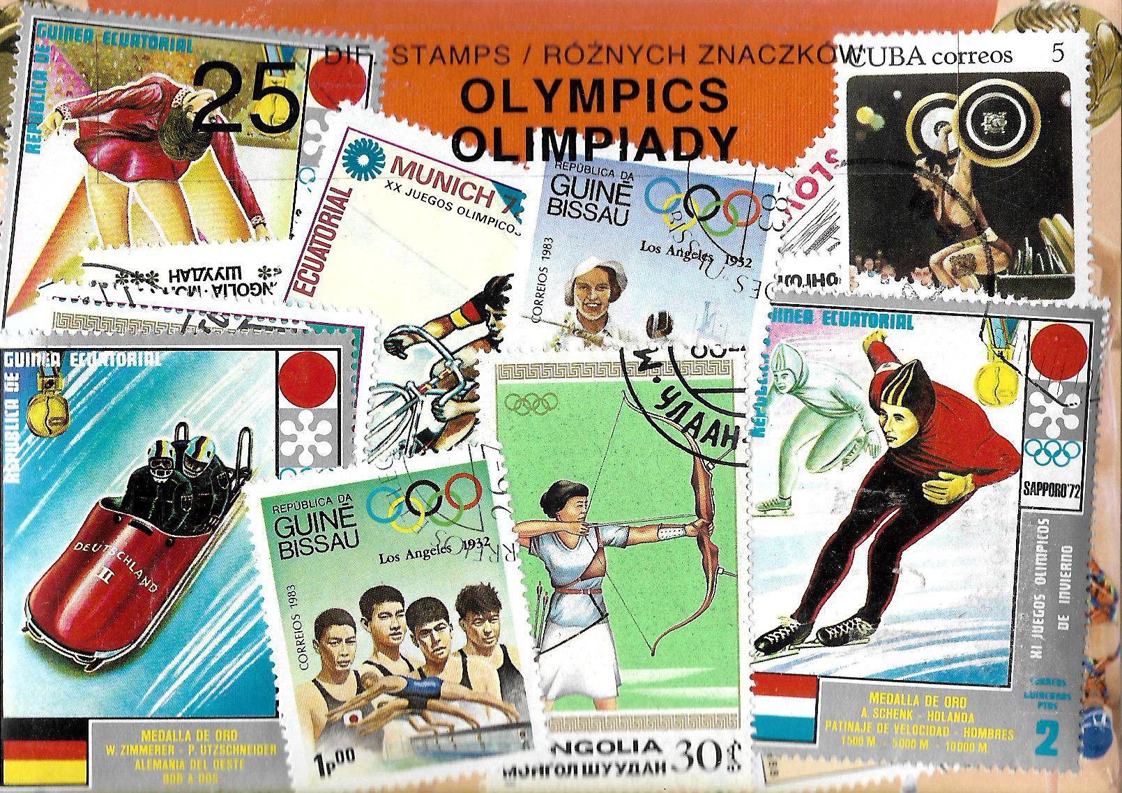 Znaczek Pakiet filatelistyczny OLIMPIADY 25 znaczkow