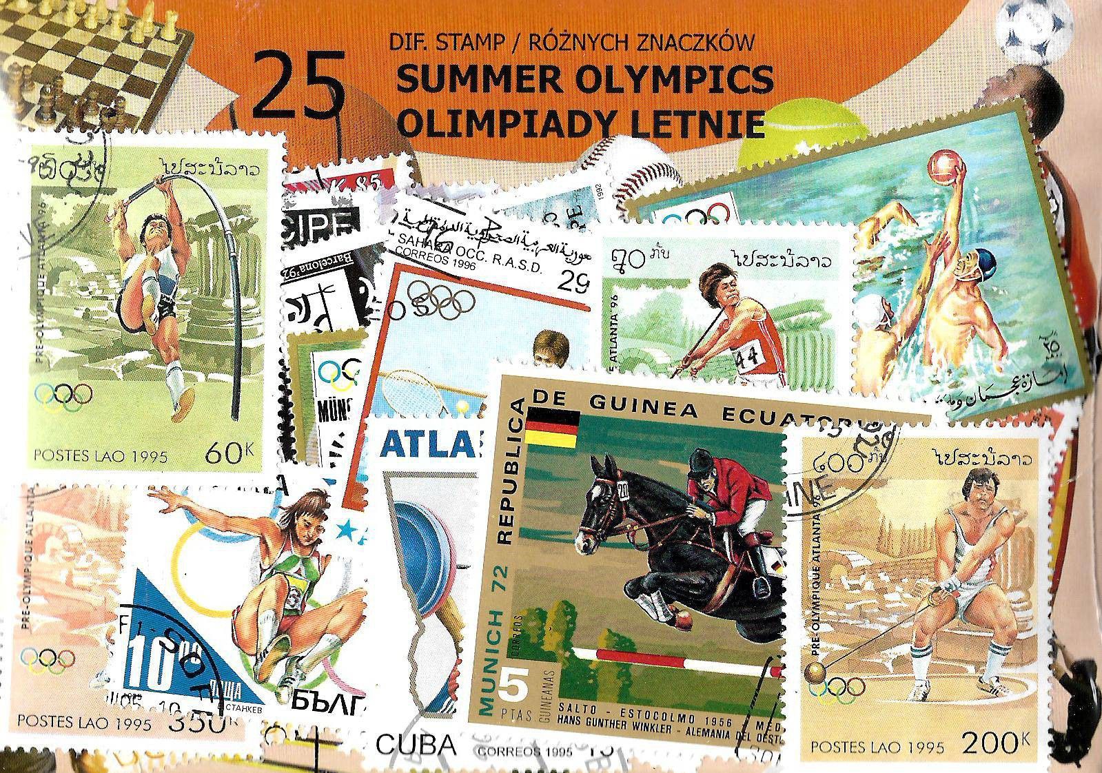 Znaczek Pakiet filatelistyczny OLIMPIADY LETNIE 25 znaczkow