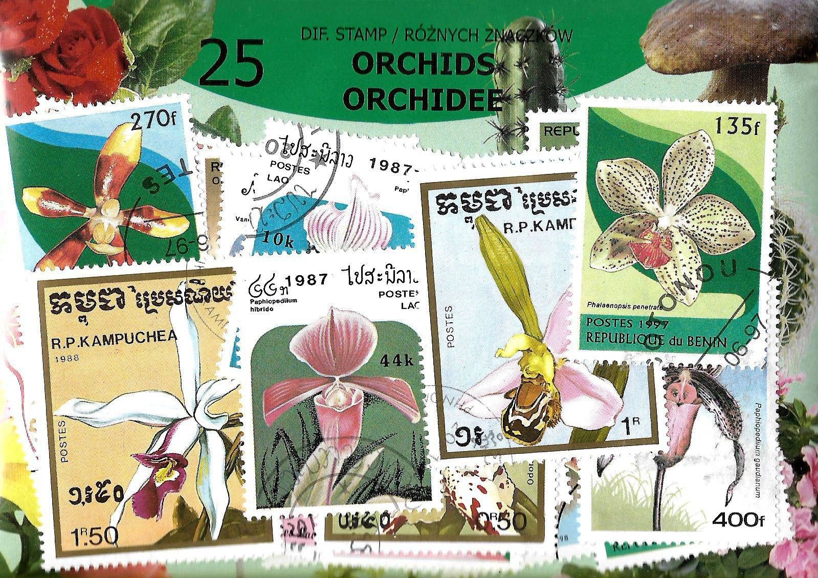 Znaczek Pakiet filatelistyczny ORCHIDEE 25 znaczkow