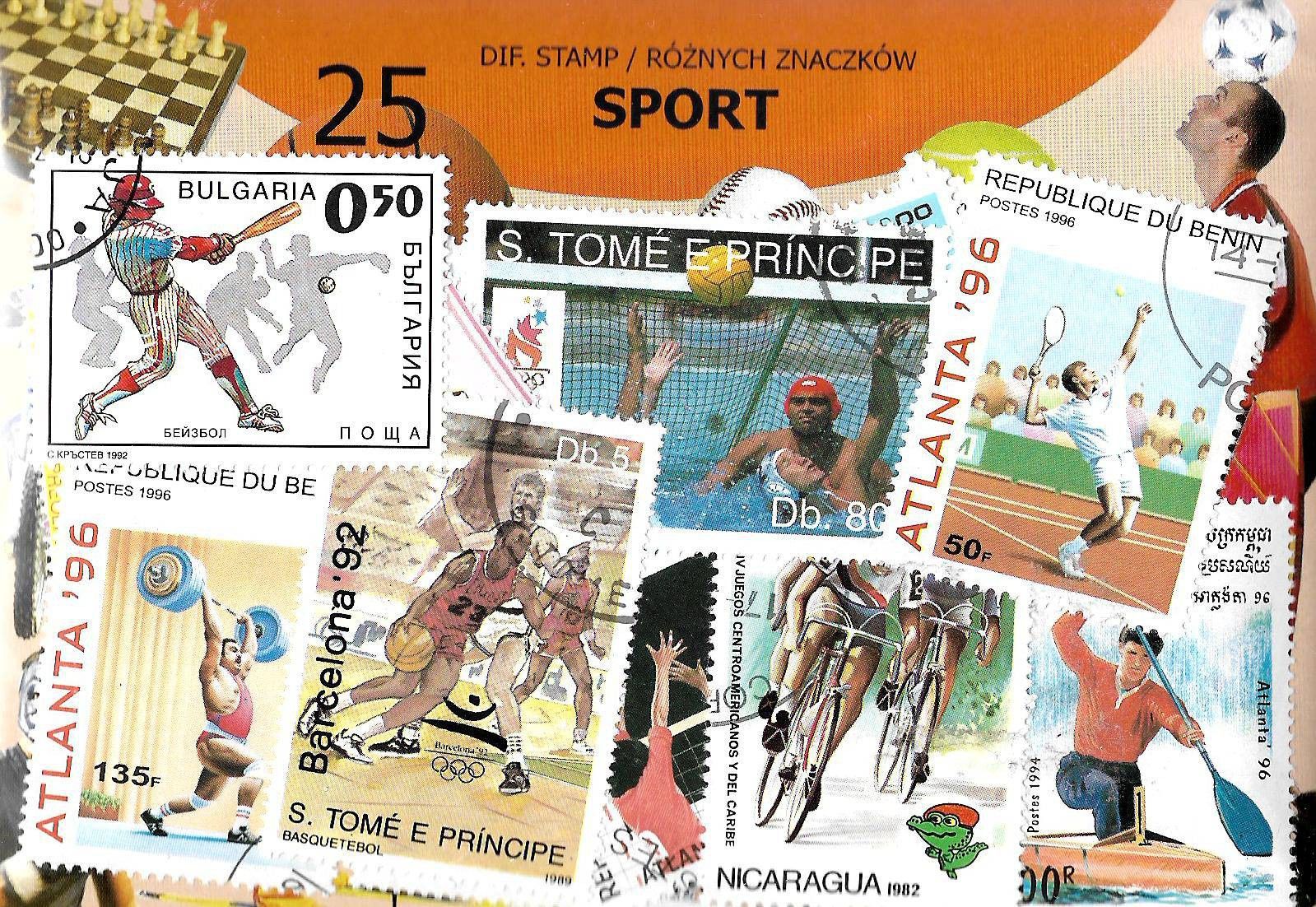 Znaczek Pakiet filatelistyczny SPORT 25 znaczkow