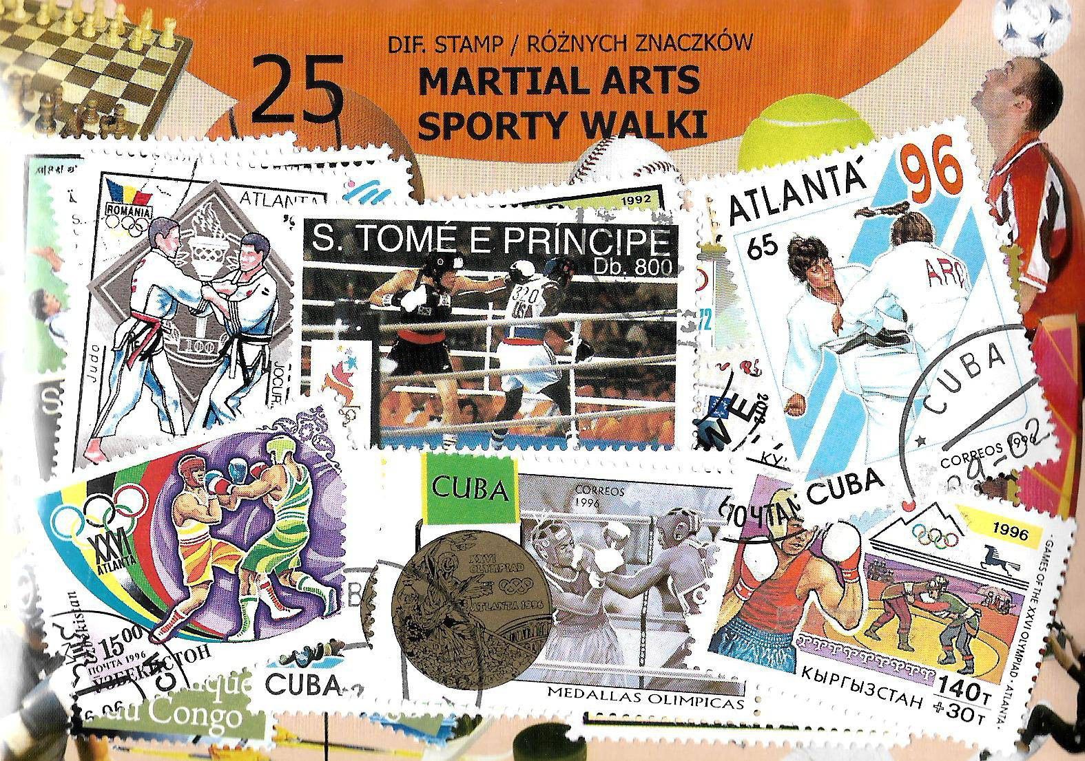 Znaczek Pakiet filatelistyczny SPORTY WALKI 25 znaczkow