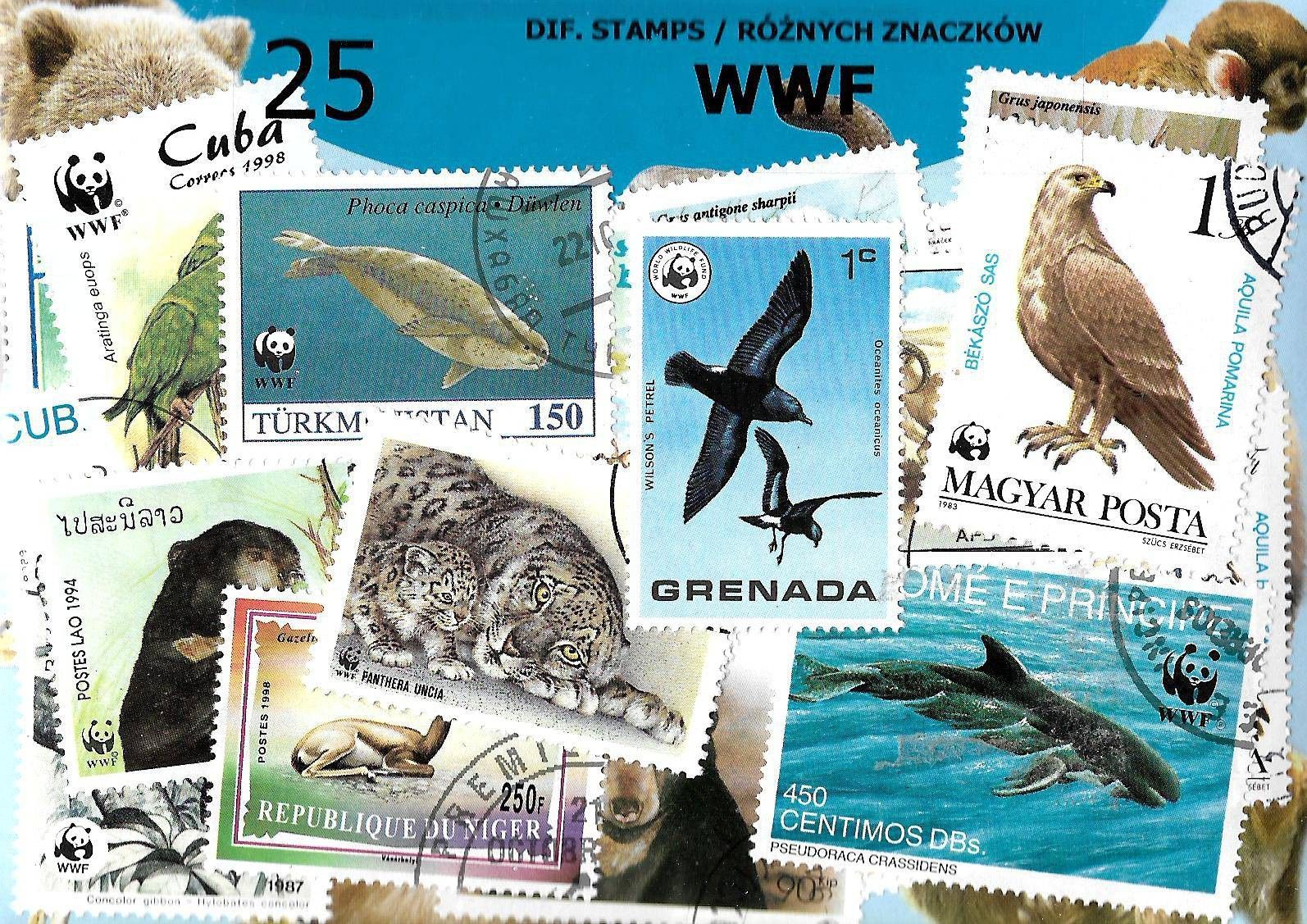 Znaczek Pakiet filatelistyczny WWF 25 znaczkow