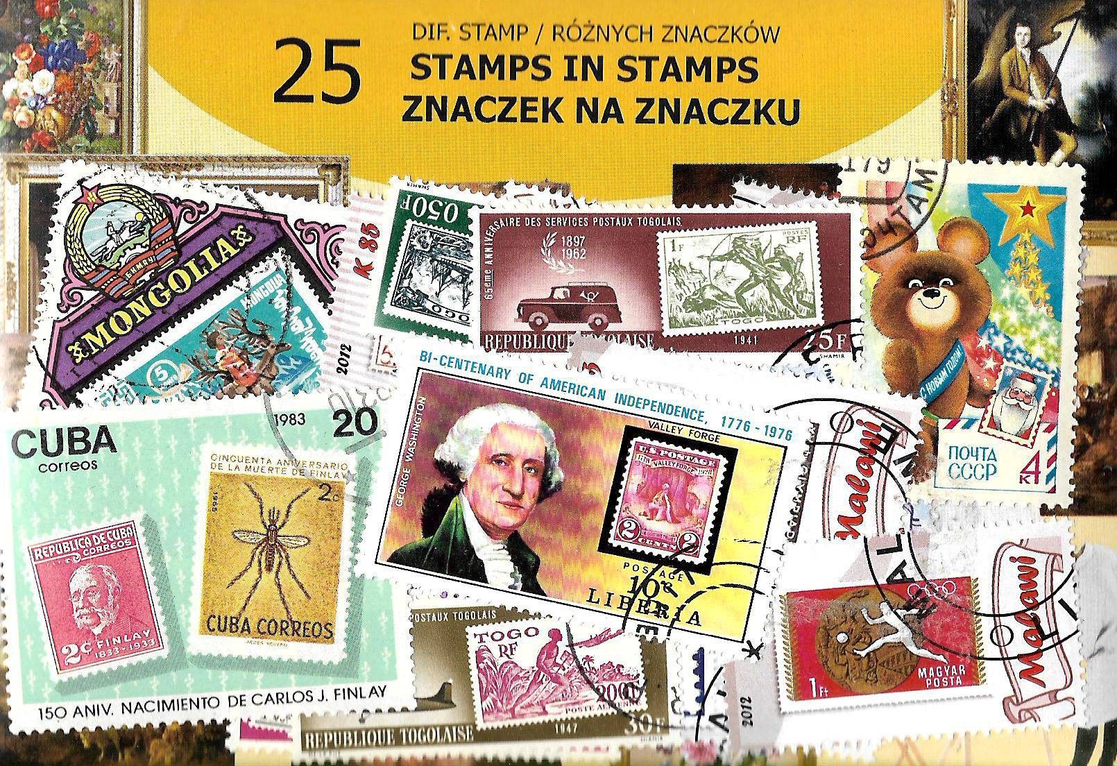 Znaczek Pakiet filatelistyczny ZNACZEK NA ZNACZKU 25 znaczkow