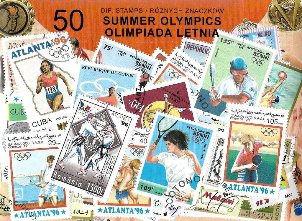 Znaczek Pakiet filatelistyczny OLIMPIADY LETNIE 50 znaczkow