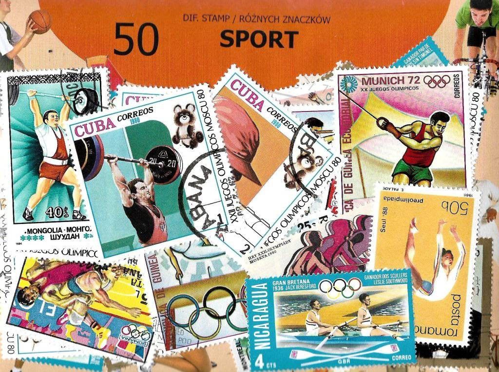 Znaczek Pakiet filatelistyczny SPORT 50 znaczkow