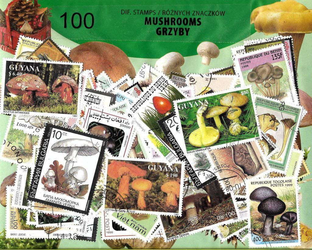Znaczek Pakiet filatelistyczny GRZYBY 100 znaczkow