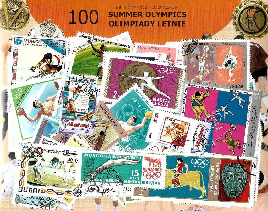 Znaczek Pakiet filatelistyczny OLIMPIADY LETNIE 100 znaczkow