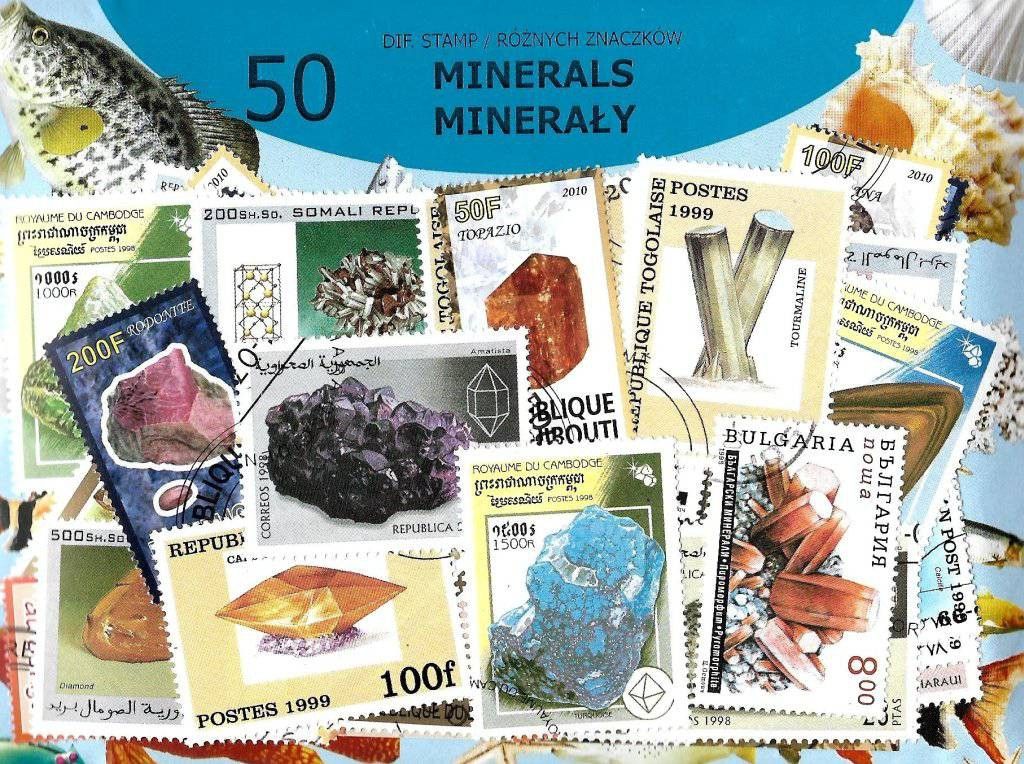 Znaczek Pakiet filatelistyczny MINERAŁY 50 znaczkow