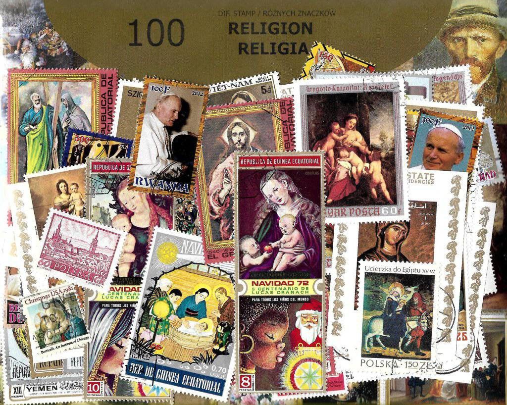 Znaczek Pakiet filatelistyczny RELIGIA 100 znaczkow