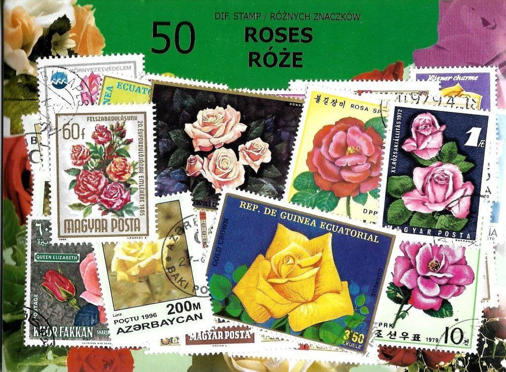 Znaczek Pakiet filatelistyczny RÓŻE 50 znaczkow