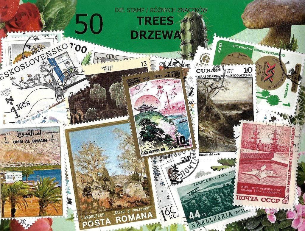 Znaczek Pakiet filatelistyczny DRZEWA 50 znaczkow