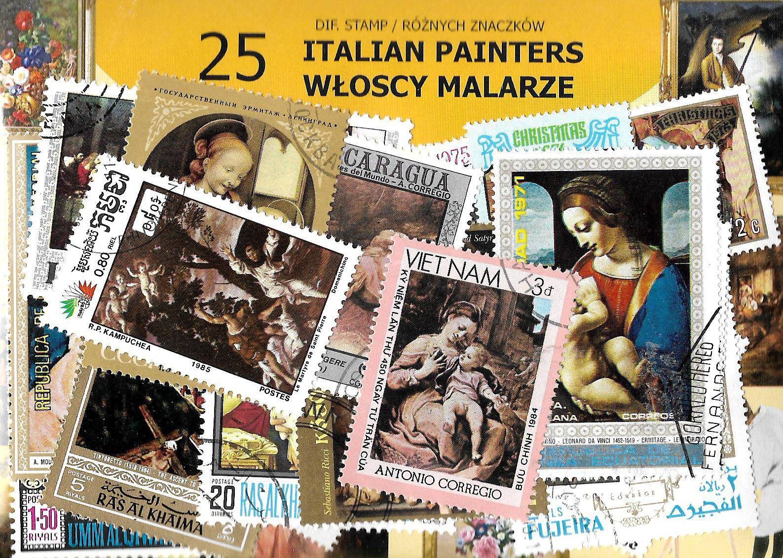 Znaczek Pakiet filatelistyczny WŁOSCY MALARZE 25 znaczkow