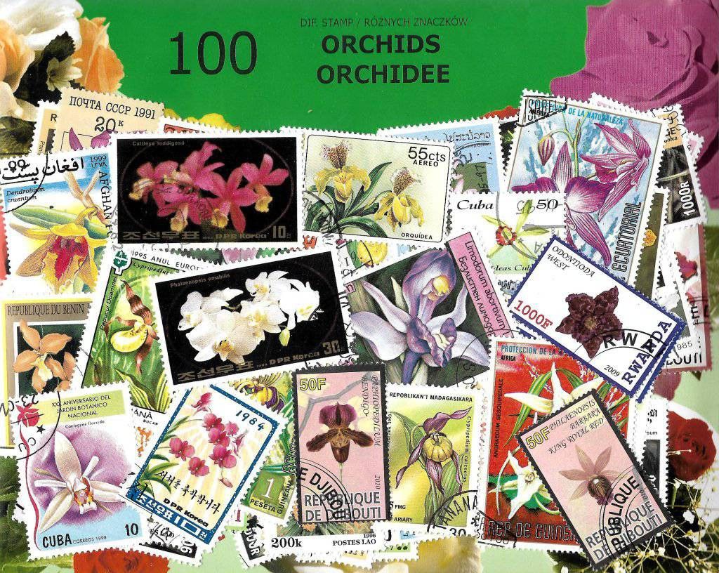 Znaczek Pakiet filatelistyczny ORCHIDEE 100 znaczkow