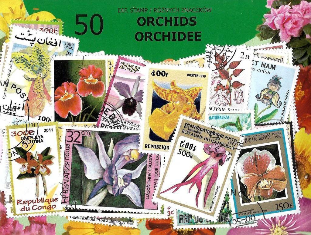 Znaczek Pakiet filatelistyczny ORCHIDEE 50 znaczkow