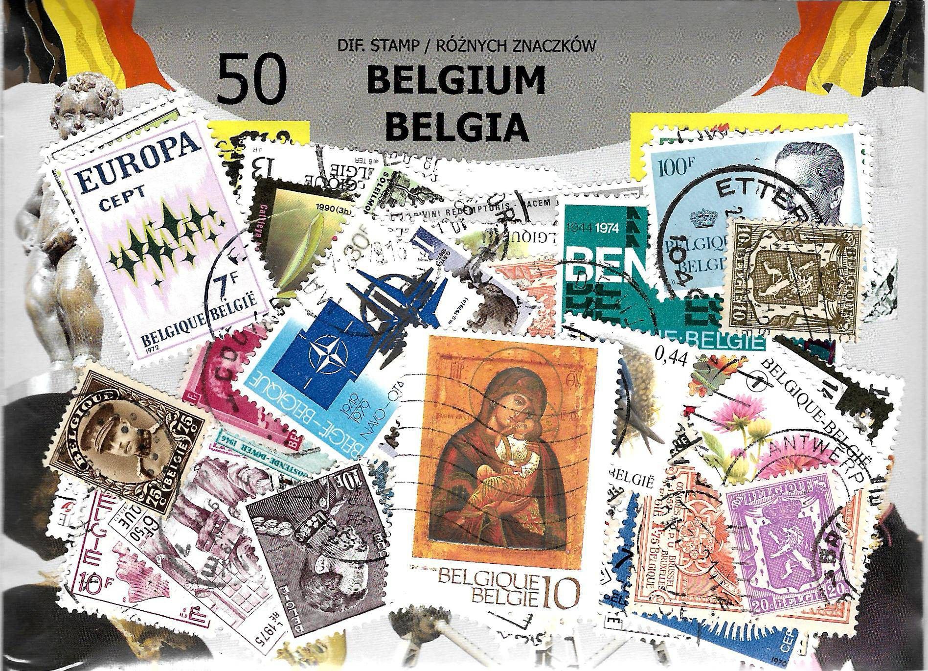 Znaczek Pakiet filatelistyczny BELGIA 50 znaczkow