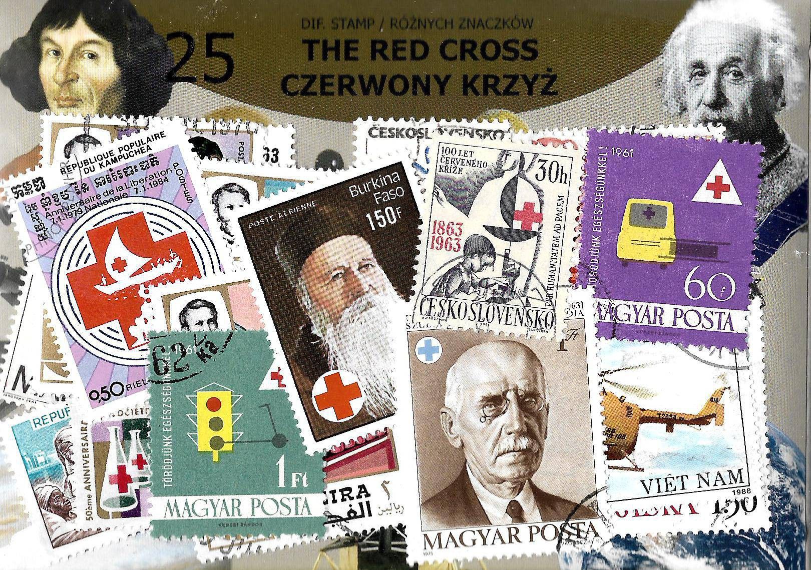 Znaczek Pakiet filatelistyczny CZERWONY KRZYŻ 25 znaczkow