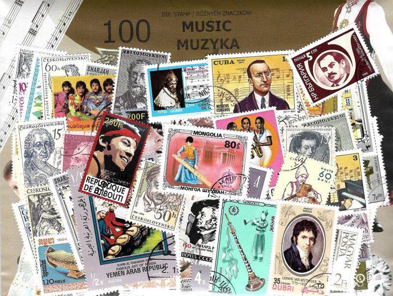 Znaczek Pakiet filatelistyczny MUZYKA 100 znaczkow