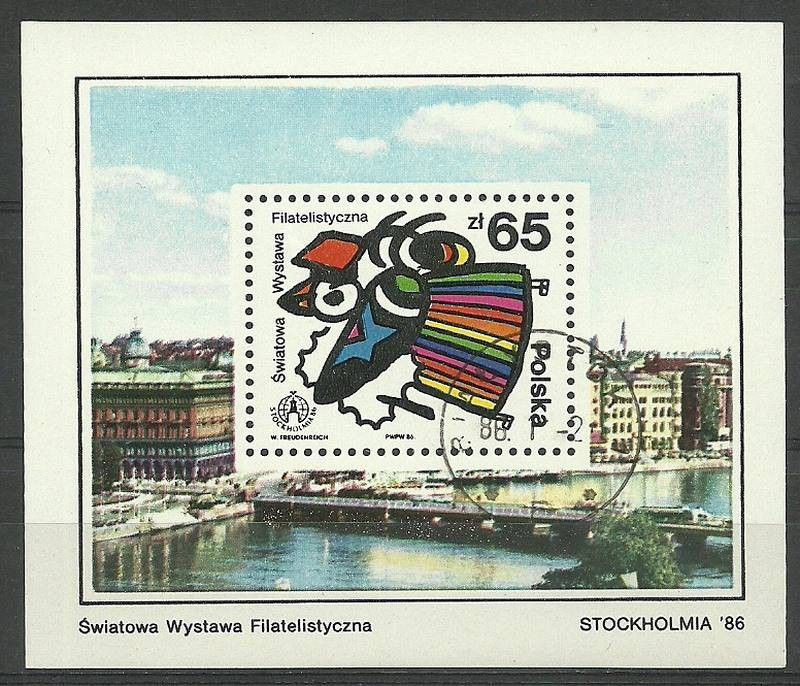 Znaczek Polska 1986 Mi abo bl 100 Fi bl 130 Stemplowane