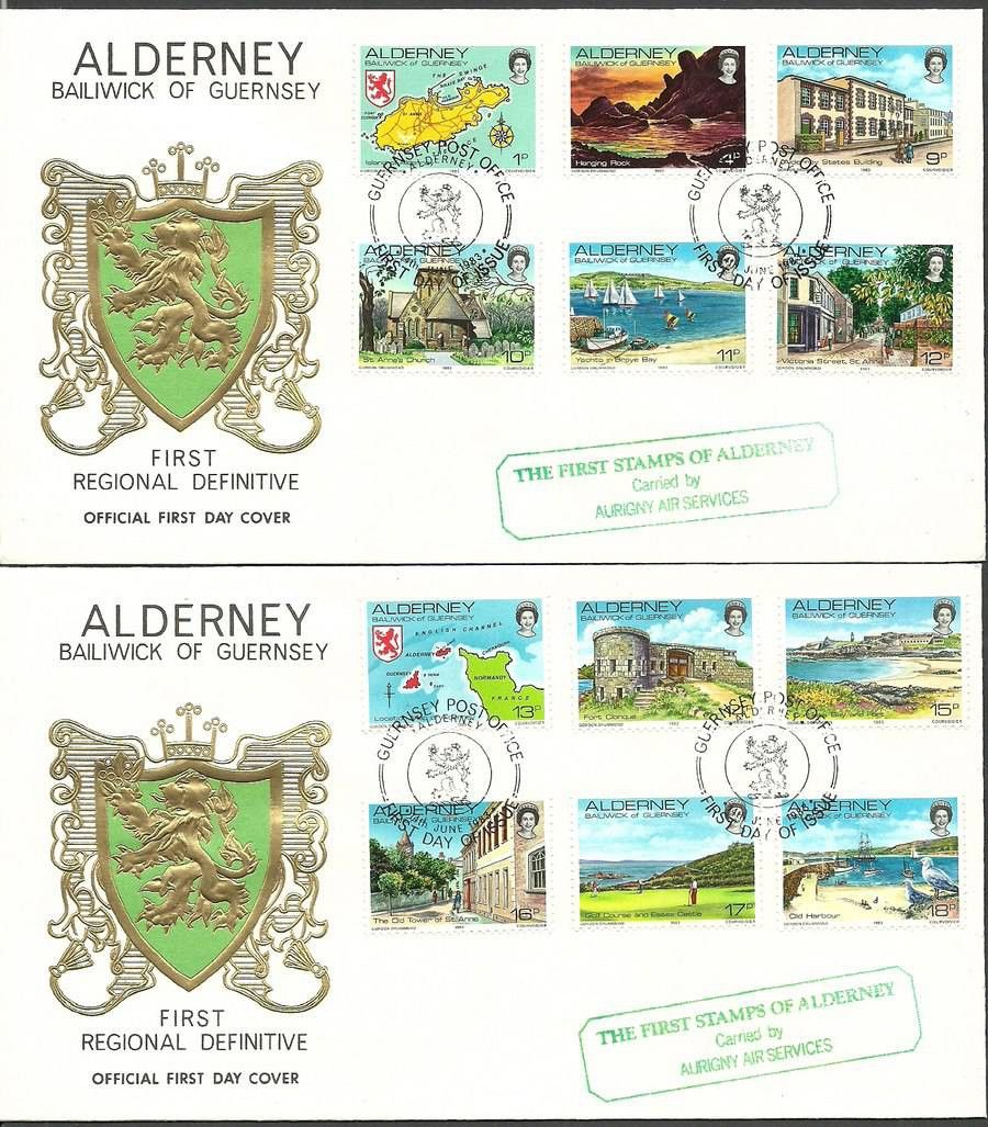 Znaczek Alderney 1983 Mi 1-12 FDC