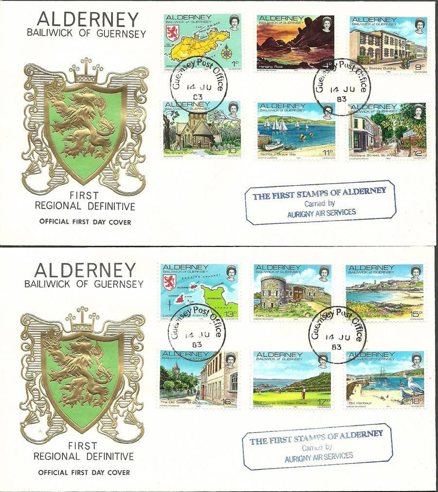 Znaczek Alderney 1983 Mi 1-12 FDC